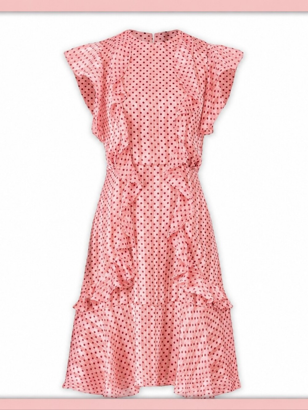 ML Monique Lhuillier Pink Polka Dot Dress Size 2 | Feminine Fit & Flare Cocktail